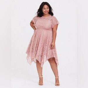 Torrid Blush Lace Handkerchief Dress - NWT